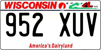 WI license plate 952XUV