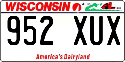 WI license plate 952XUX