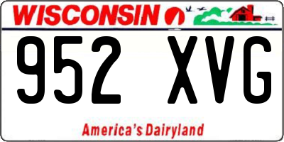 WI license plate 952XVG