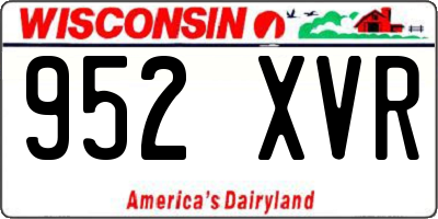 WI license plate 952XVR