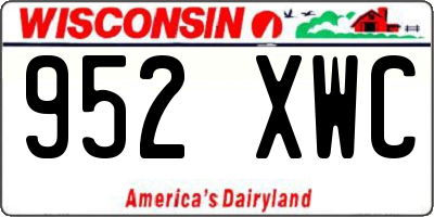 WI license plate 952XWC