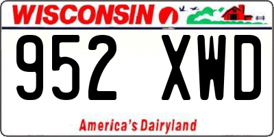WI license plate 952XWD