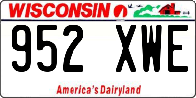 WI license plate 952XWE