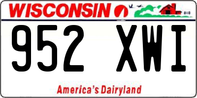 WI license plate 952XWI
