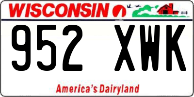 WI license plate 952XWK