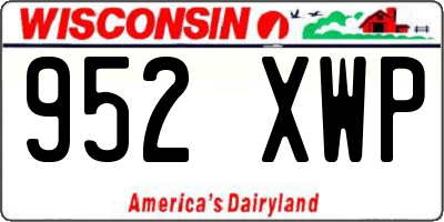 WI license plate 952XWP