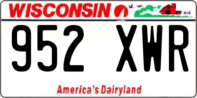 WI license plate 952XWR