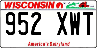WI license plate 952XWT