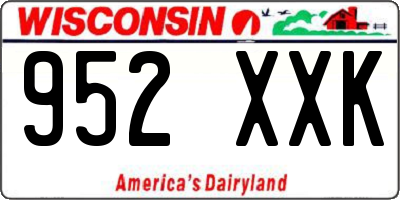 WI license plate 952XXK
