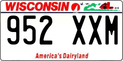 WI license plate 952XXM