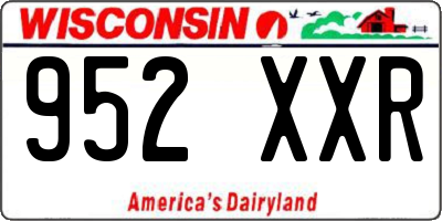 WI license plate 952XXR