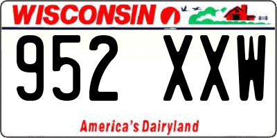 WI license plate 952XXW