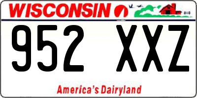 WI license plate 952XXZ