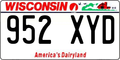 WI license plate 952XYD