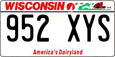 WI license plate 952XYS