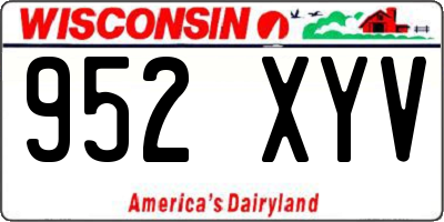 WI license plate 952XYV