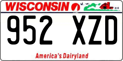 WI license plate 952XZD