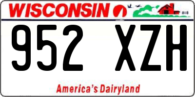 WI license plate 952XZH