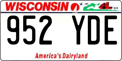 WI license plate 952YDE