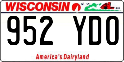 WI license plate 952YDO