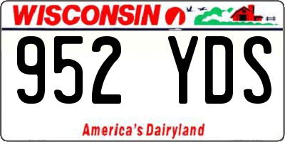 WI license plate 952YDS