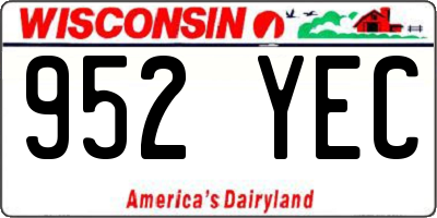 WI license plate 952YEC