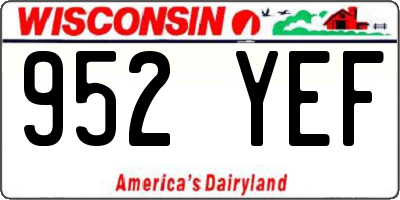 WI license plate 952YEF