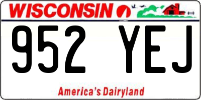 WI license plate 952YEJ
