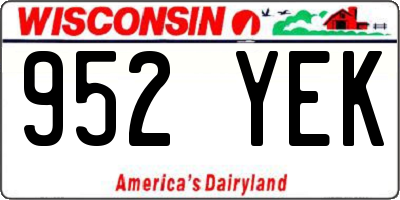 WI license plate 952YEK