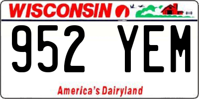 WI license plate 952YEM