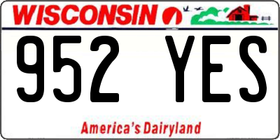 WI license plate 952YES