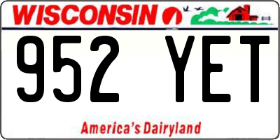 WI license plate 952YET