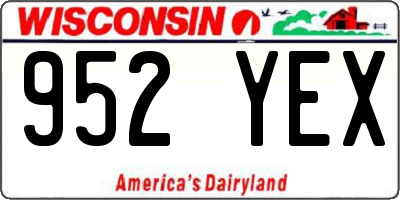 WI license plate 952YEX