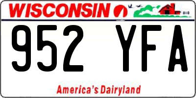 WI license plate 952YFA