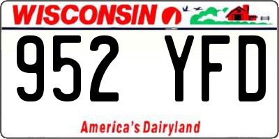 WI license plate 952YFD