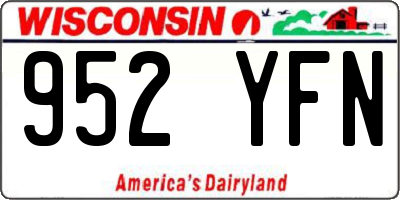 WI license plate 952YFN