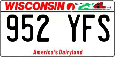 WI license plate 952YFS