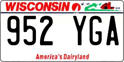 WI license plate 952YGA
