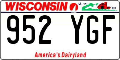 WI license plate 952YGF