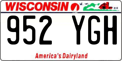 WI license plate 952YGH