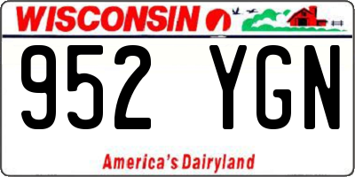 WI license plate 952YGN