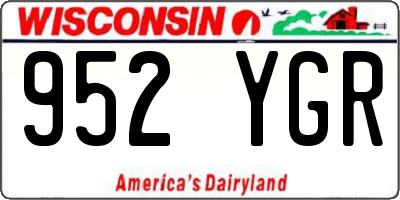 WI license plate 952YGR