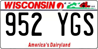 WI license plate 952YGS