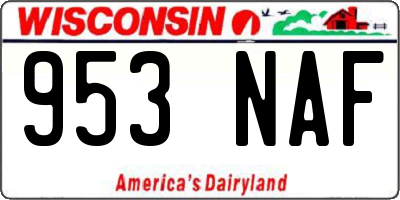 WI license plate 953NAF