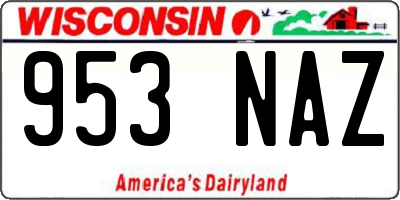 WI license plate 953NAZ
