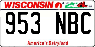 WI license plate 953NBC