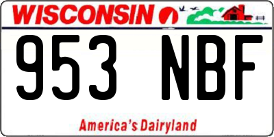 WI license plate 953NBF