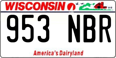 WI license plate 953NBR