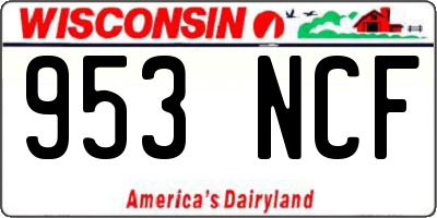 WI license plate 953NCF