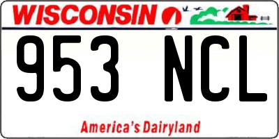 WI license plate 953NCL